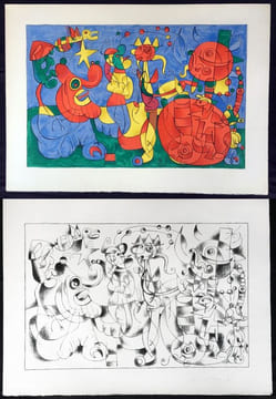 SUITES POUR UBU ROI : Suite en couleurs et suite en noir à grandes marges des treize lithographies pour Ubu Roi (1966).. MIRÓ, Joan - JARRY, Alfred