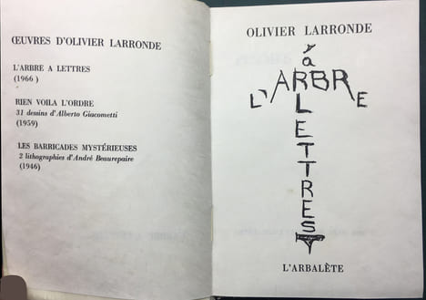 L'ARBRE À LETTRES. LARRONDE, Olivier