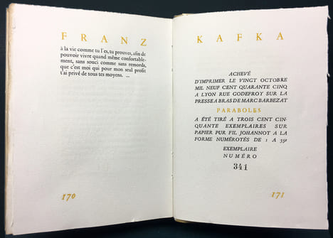 PARABOLES. KAFKA, Franz