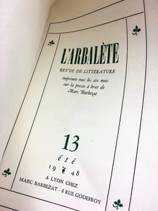 L’ARBALÈTE n° 13. Revue de Littérature.