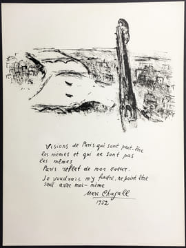 Mère et Enfant devant Notre-Dame. Lithographie originale pour VISION DE PARIS. VERVE VOLUME VII. Nos 27-28. 1952.. CHAGALL, Marc