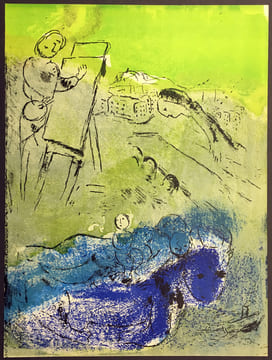Le Peintre et ses Modèles.Lithographie originale pour VISION
DE PARIS. VERVE VOLUME VII. Nos 27-28. 1952.. CHAGALL, Marc