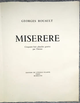 MISERERE. 58 gravures originales (La suite complète enrichie de planches inédites signées). Éditions de l’étoile filante, 1948.. ROUAULT, Georges