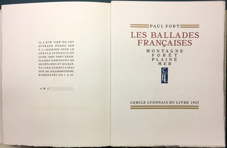 LES BALLADES FRANÇAISES. Montagne, Forêt, plaine, mer.. FORT, Paul - SCHMIED, F.-L.