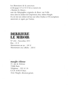 Derrière le Miroir n° 216. BRAM VAN VELDE. Novembre 1975.