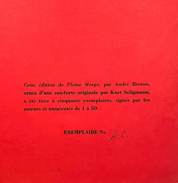 PLEINE MARGE. Eau-forte de Kurt Seligman (1940). BRETON, André - SELIGMANN, Kurt
