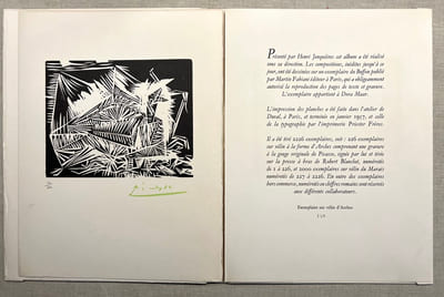 40 DESSINS DE PICASSO EN MARGE DU BUFFON. Exemplaire de tête avec la gravure signée "le pigeonneau".