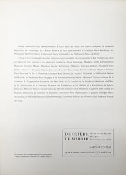 Derrière le Miroir n° 133-134. DER BLAUE REITER. Oct.-Novembre 1962.. Artistes Multiples. KANDINSKY, Wassily - Pierre Volboudt, Will Grohmann.