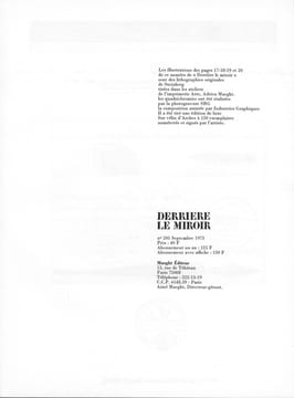 Derrière le Miroir n°  205 . STEINBERG 1973 . Septembre 1973.. STEINBERG, Saul - Hubert DAMISCH