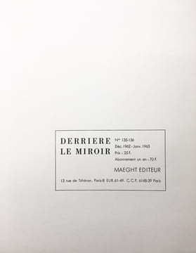 DERRIÈRE LE MIROIR n° 135-136 . PIERRE REVERDY, GEORGES BRAQUE. Déc.1962-Janv.1963.. Artistes Multiples. BRAQUE, Georges - Pierre Reverdy, François ...
