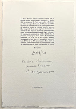 AU BORD EXTRÊME. Quatre gravures originales de Max Papart et James Coignard (1983). CARAIRE, Andrée - PAPART, Max - COIGNARD, James