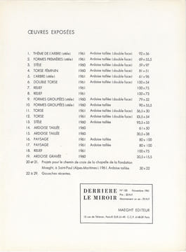 DERRIÈRE LE MIROIR n° 130 . UBAC . Novembre 1961.. UBAC, Raoul - Françis PONGE, Pierre Volboudt.