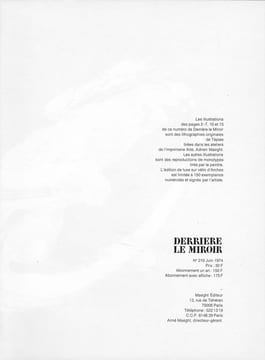 Derrière le Miroir n°209. POL BURY. Avril 1974.. BURY Pol - Jean Tardieu.