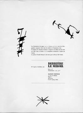 DERRIÈRE LE MIROIR N°164-165. MIRO. L'OISEAU SOLAIRE, L'OISEAU LUNAIRE, ÉTINCELLES. Avril-Mai 1967. MIRO, Joan - Patrick Waldberg, André Frénaud, ...