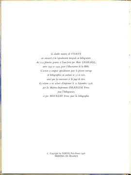 BIBLE. Verve vol. III. n°33 et 34. Avec 28 lithographies originales.. CHAGALL, Marc