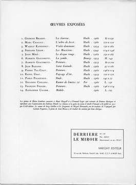 DERRIÈRE LE MIROIR N° 119. POÈTES, PEINTRES, SCULPTEURS. Mars-Avril 1960.. CHAGALL - MIRO - BRAQUE - CHILLIDA - TAL-COAT, etc. R. Char, B. Cendrars, ...