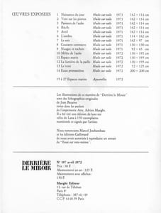 DERRIÈRE LE MIROIR N° 197. BAZAINE. Avril 1972.