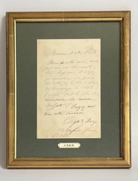 Billet autographe signé Agar Marye, daté 22 octobre 1886. Une page in-12 (10 x 15 cm), sous cadre (19 x 24 cm).