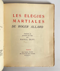 Les Élégies Martiales. Illustrées de gravures sur bois par Raoul Dufy.