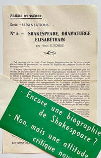 Shakespeare dramaturge elisabethain.