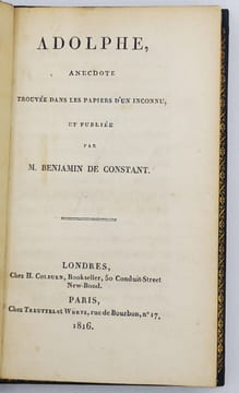 Adolphe, anecdote trouvée dans les papiers d’un inconnu. . CONSTANT (Benjamin). 