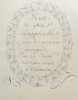 Plaisant adage, élégamment gravé en calligraphie dans un médaillon d'arabesques ovale, chiffre S.N. en pied, sur papier vergé, env. 40 x 26,5 cm.. ...