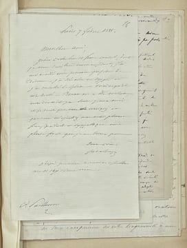 Manuscrits autographes préparatoires pour son discours de réception à l'Académie française, le 23 avril 1885.. LESSEPS (Ferdinand de).