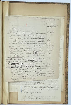 Manuscrits autographes préparatoires pour son discours de réception à l'Académie française, le 23 avril 1885.. LESSEPS (Ferdinand de).