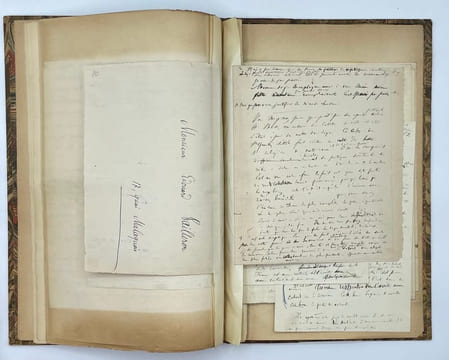 Manuscrits autographes préparatoires pour son discours de réception à l'Académie française, le 23 avril 1885.. LESSEPS (Ferdinand de).