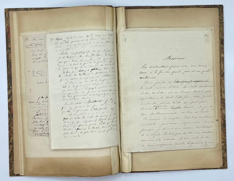 Manuscrits autographes préparatoires pour son discours de réception à l'Académie française, le 23 avril 1885.. LESSEPS (Ferdinand de).