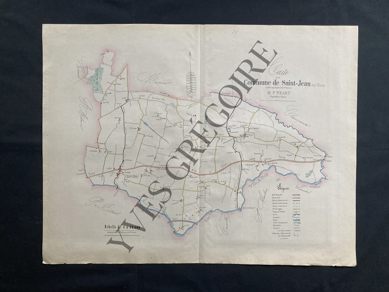 CARTE DE LA COMMUNE DE SAINT-JEAN SUR VILAINE (ARRONDISSEMENT DE VITRE-ILLE ET VILAINE). 