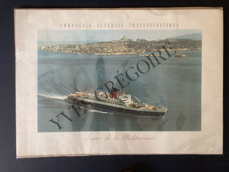 PAQUEBOT VILLE D'ORAN-AFFICHE COMPAGNIE GENERALE TRANSATLANTIQUE. 