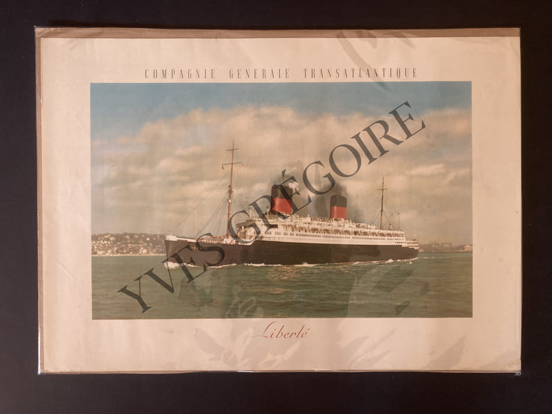 LIBERTE-AFFICHE COMPAGNIE GENERALE TRANSATLANTIQUE-AFFICHE. 