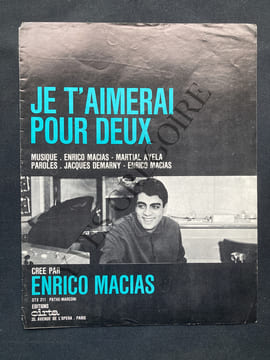 "JE T'AIMERAI POUR DEUX"-ENRICO MACIAS-PARTITION MUSICALE. undefined