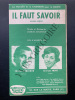 IL FAUT SAVOIR-PARTITION MUSICALE. CHARLES AZNAVOUR