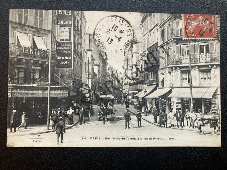 PARIS-RUE VIEILLE DU TEMPLE A LA RUE DE RIVOLI IIIe ARRT-CARTE POSTALE-1923. 