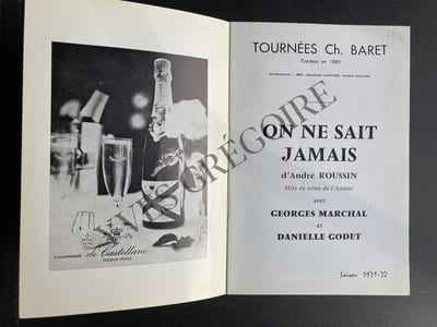 ON NE SAIT JAMAIS-ANDRE ROUSSIN-PROGRAMME TOURNEES CH.BARET-SAISON 1971-72