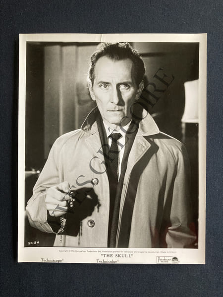 THE SKULL-FILM DE FREDDIE FRANCIS-1965-7 PHOTOS D'EXPLOITATION -TIRAGES ARGENTIQUES NOIR ET BLANC. 