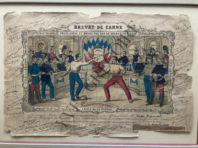 BREVET DE CANNE ATTRIBUE A ANDRE DIGNIMONT-1924-77 SIGNATURES DE SES AMIS EN MARGES