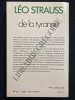 DE LA TYRANNIE. LEO STRAUSS