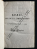 RECUEIL DES ACTES ADMINISTRATIFS DE LA PREFECTURE DE MAINE ET LOIRE faisant suite à la correspondance administrative de M. le Préfet-ANNEES 1837 ET ...