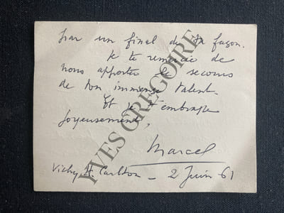 CARTE DE VISITE DE MARCEL ACHARD A ANDRE DIGNIMONT
