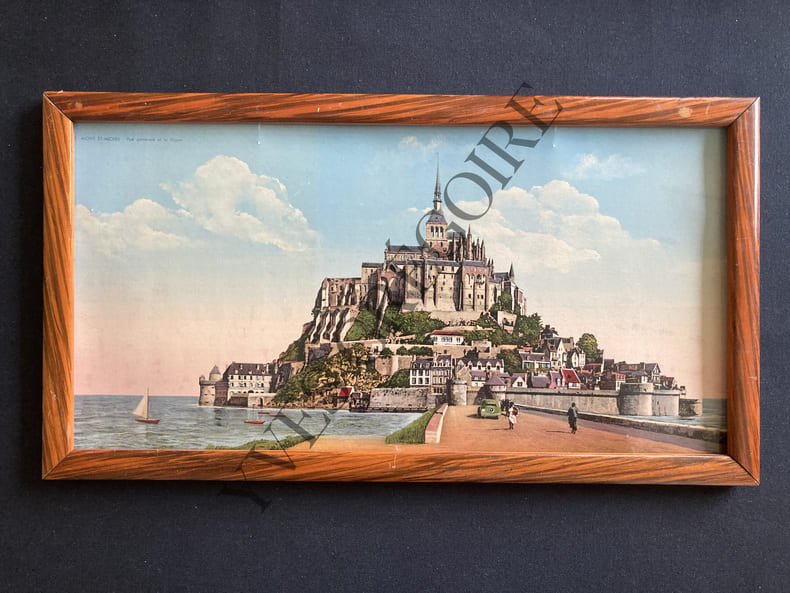 CHROMOLITHOGRAPHIE MONT ST MICHEL VUE GENERALE ET LA DIGUE. 