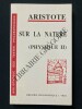SUR LA NATURE (PHYSIQUE II). ARISTOTE