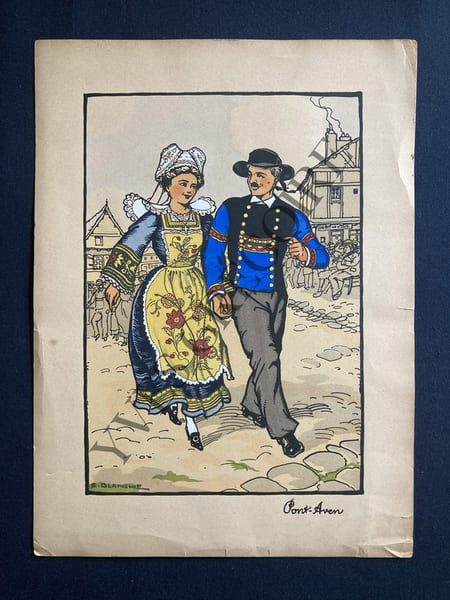 PONT-AVEN-GRAVURE EN COULEURS. JACQUES-EMILE BLANCHE