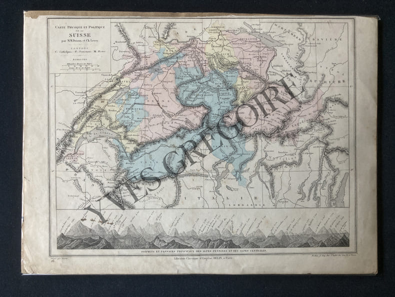 CARTE PHYSIQUE ET POLITIQUE DE LA SUISSE. DRIOUX-LEROY