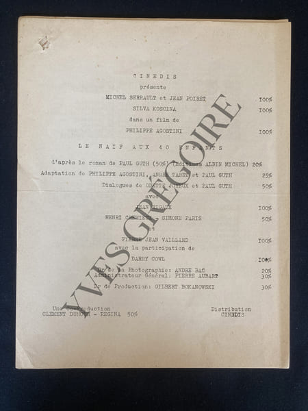 LE NAIF AUX 4 ENFANTS-PHILIPPE AGOSTINI-1957-DOSSIER DE PRESSE-3 PHOTOS D'EXPLOITATION. 