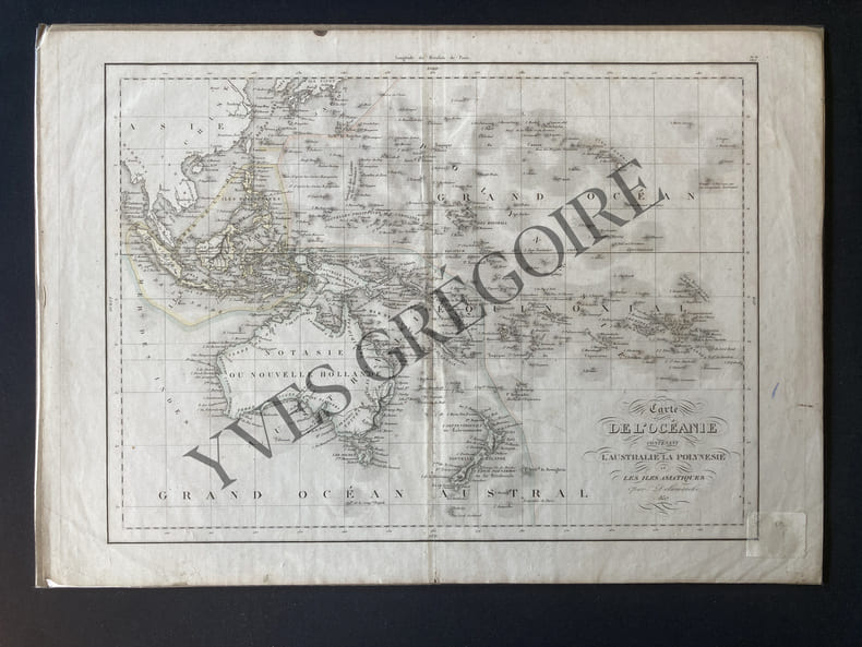 CARTE DE L'OCEANIE CONTENANT L'AUSTRALIE LA POLYNESIE ET LES ILES ASIATIQUES. DELAMARCHE