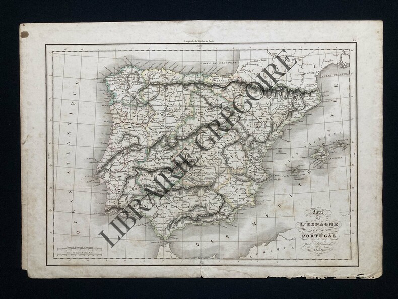 CARTE DE L'ESPAGNE ET DU PORTUGAL. DELAMARCHE