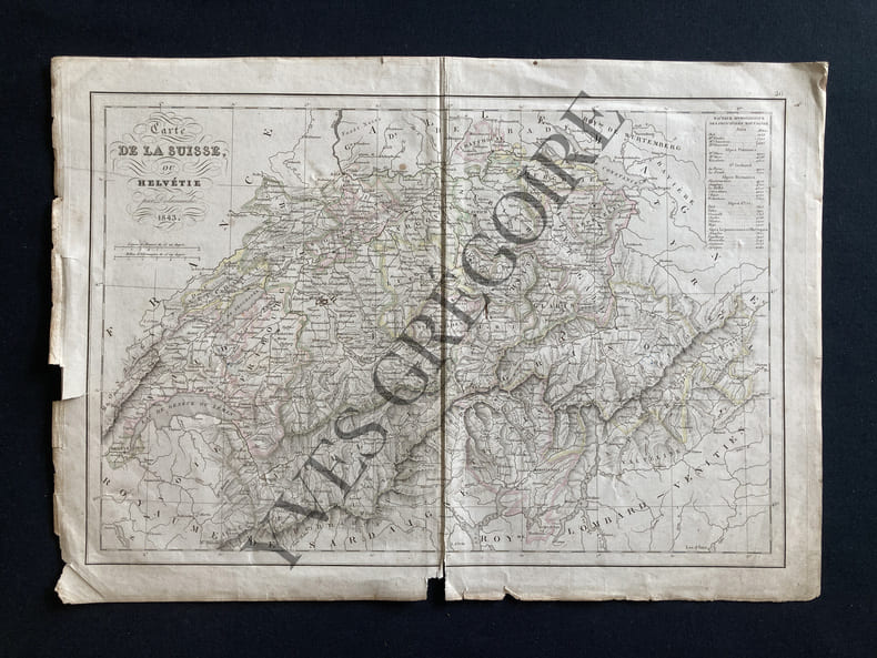 CARTE DE LA SUISSE OU HELVETIE-1843. 